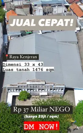 DIJUAL GUDANG NOL JALAN RAYA KENJERAN KOMERSIL AREA