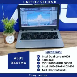 LAPTOP MURAH ASUS X441MA/INTEL N4000/RAM 4GB/SSD 120GB+HDD 500GB/14.0