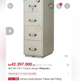 Brankas Brilliant tahan api FireProof 7jam Model Filling Cabinet