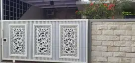 Pagar plat laser cutting, kanopi, bengkel las