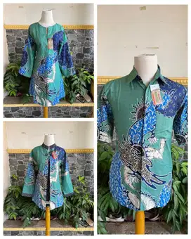 Sarimbit batik tunik atasan kemeja pendek motif batik kontemporer