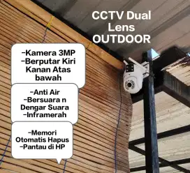 Cctv robot Konek HP Outdoor dual lensa Bersuara dan Berputar