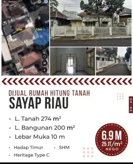 Jual Rumah hitung Tanah, langka, sayap riau, Bandung