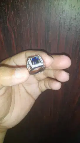 Cincin permata King sapir ring perak mikroseting size 8 mewah nego