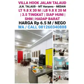 DI JUAL 1 UNIT VILLA HOOK SIAP HUNI DI JALAN TALAUD DEKAT MT HARYONO