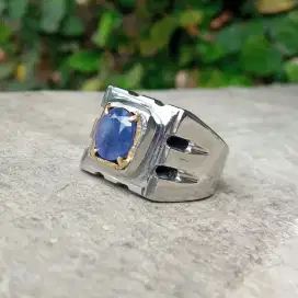 Natural Blue Safir Cincin Elegan Kantoran