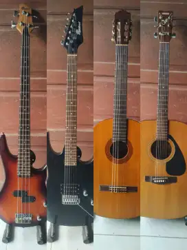 Pketan gitar listrik ,akustik,klasik dan bass mantap siap pakai pas