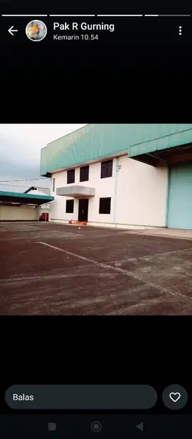 Dijual Pabrik di jalan Cibarusah, Kec. Cibarusah, Bekasi.