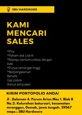 Lowongan Sales Listrik Berpengalaman