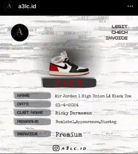 Air Jordan 1 High Union LA Black Toe