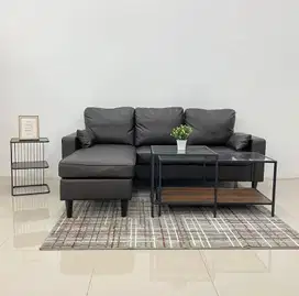 Leander Sofa Modular Sudut Kulit - Cokelat