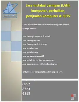 Pemasangan cctv, wifi, Jaringan LAN, Internet, Server