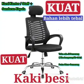 Kursi Kantor plus sandaran kepala Kursi Staff Kursi Jaring Kaki Besi