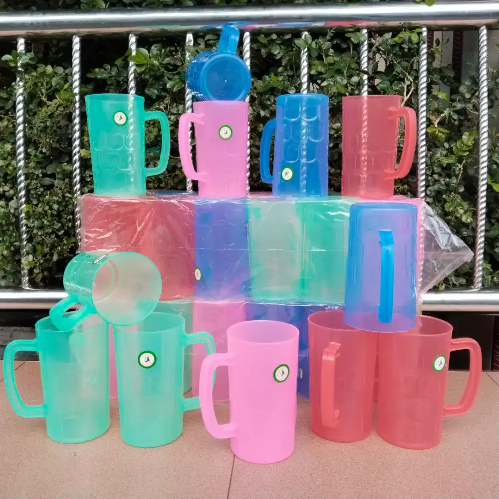 12 Pcs Gelas Plastik Kopyor 750 ml Jumbo Warna
