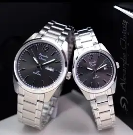 JAM TANGAN COUPLE ALEXANDRE CHRISTIE ORIGINAL AC 1012 SILVEE BLACK