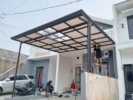 Kanopi alderon premium kombinasi atap transparan talang profil modern