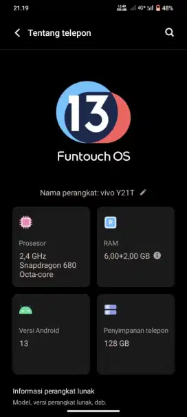 HANDPHONE VIVO Y21T