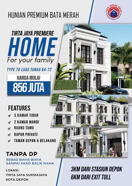 Rumah Mewah American Style DP 0% bebas biaya di Sukmajaya Depok