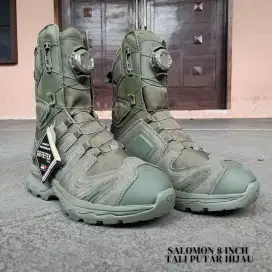 Sepatu Pdl Tactical Salomon Tali Putar Hijau Army Original Import