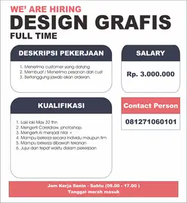 LOWONGAN DESIGN GRAFIS (YANG BISA COREL) JAKARTA BARAT JELAMBAR