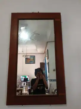 Kaca Besar Kayu Jati asli