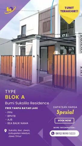 JUAL RUMAH DI MADIUN 2 LANTAI BUMI SUKOLILO RESIDENCE