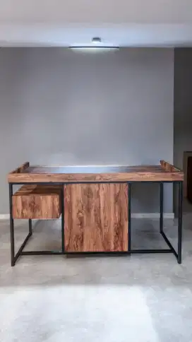 Meja kantor laci/meja komputer/meja belajar/meja industrial modern
