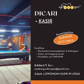 Lowongan KASIR Billiard cabang Jogjakarta