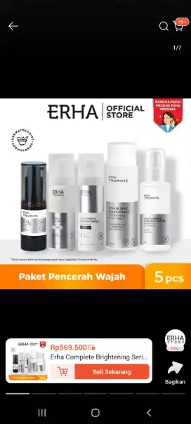 Jual Skincare Erha truwhite 5 produk