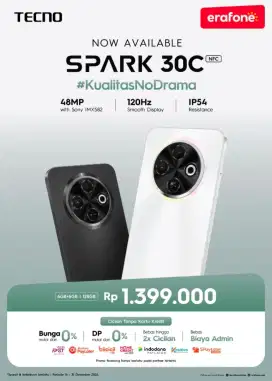 Tecno SPARK 30C RAM 12/128GB (NFC) NEW Bisa kredt KTP AJA