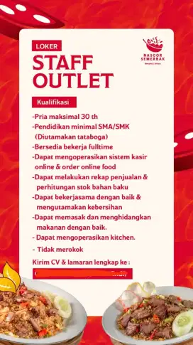 Lowongan kerja Juru Masak Rumah Nasgor Semerbak