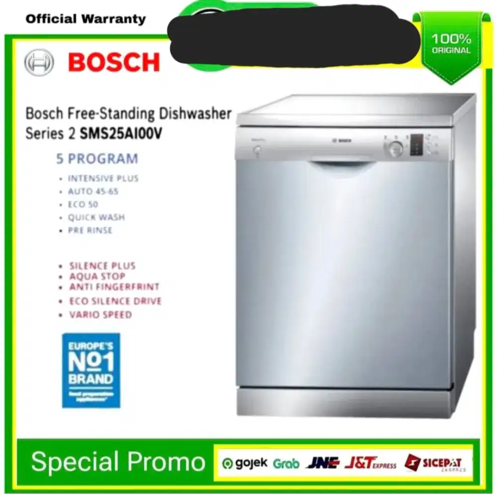 BOSCH DISWASHER, SMS25AI00V(S) 60Cm