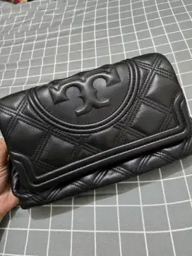 Tas Tory Burch Flaming Soft Clutch Black