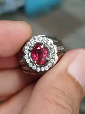 Batu garnet rhodolite Srilanka 1.65 crat ring perak memo CGL