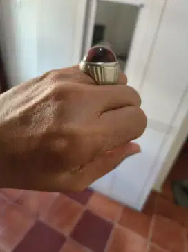 Cincin perak batu bacan Doko coklat merah