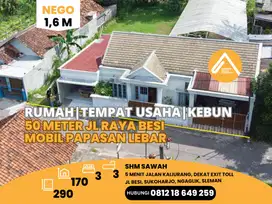 Jual Rumah Beserta Tempat Usaha dan Kebun 50 Meter Jalan Besi Ngaglik