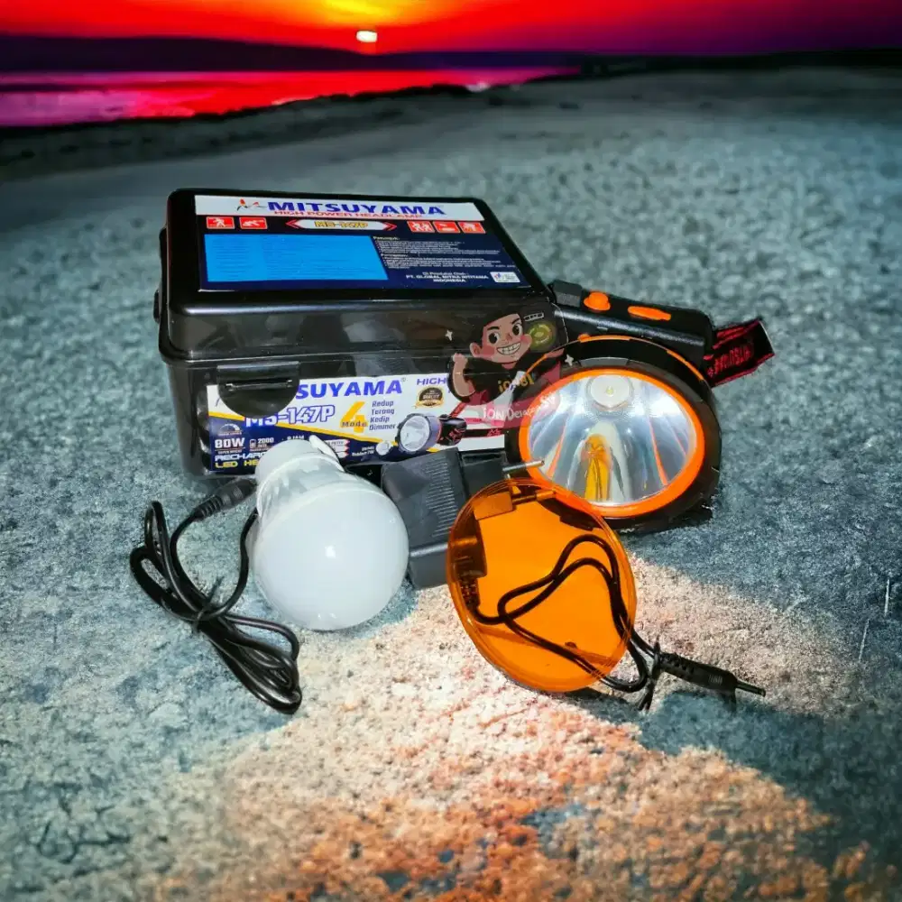 Senter Kepala 2 Warna Kuning dan Putih Lampu Kepala 80 Watt n Darurat