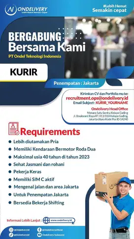 KURIR FREELANCE JAKARTA SELATAN (STNK dan SIM Aktif)