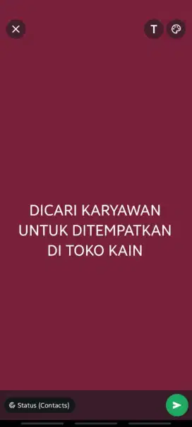 Dicari Pria untuk karyawan toko kain