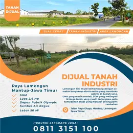 DIJUAL CEPAT Jual Tanah Lamongan - Jual Tanah Industri Lamongan