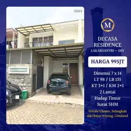 Rumah Decasa Residence Lakarsantri Termurah Siap Huni 2 Lantai SHM 3BR