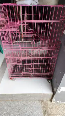 Kandang kucing kitten dewasa dua tingkat pink bagus murah mulus