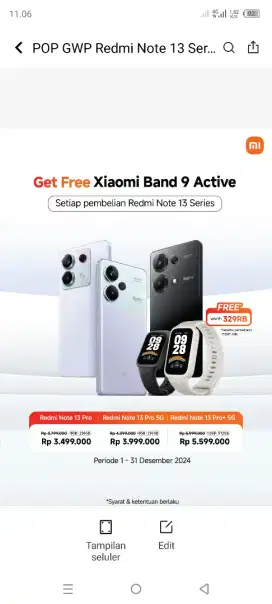 Redmi Note 13 Pro 5G free smartband 9 active