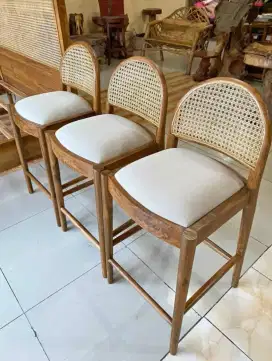 Kursi barr caffe rattan kayu jati solitd