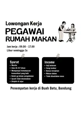 Lowongan Kerja Pegawai Rumah Makan Bandung