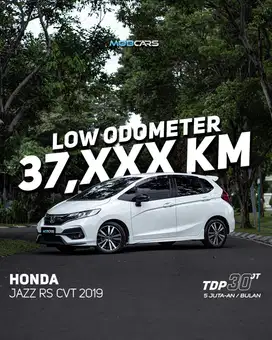 [LOW KM] GARANSI MESIN 2THN JAZZ RS CVT MATIC AT 2019 HONDA JAZZ MBCRS