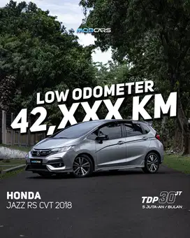 [LOW KM] FREE E-TOLL 1JUTA JAZZ RS CVT MATIC AT 2018 HONDA JAZZ MBCRS