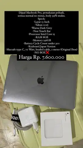 Macbook Pro 13 Inch Tahun 2016 Mulus