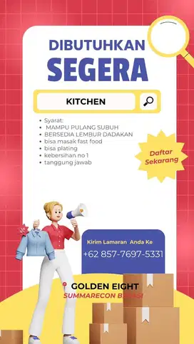 lowongan kerja chef kitchen dapur