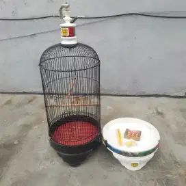 Sangkar Oriq plus aksesoris buat kenari, Lovebird atau burcil.